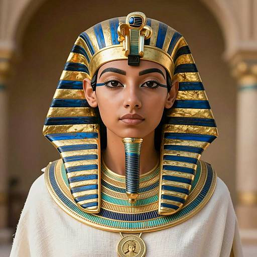 Young Woman in Ancient Egyptian Pharaoh Costume
