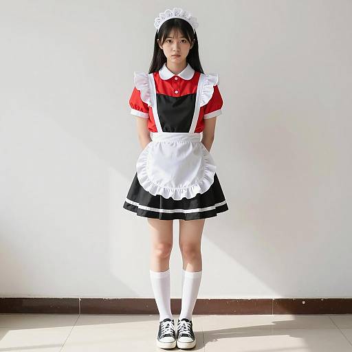 Asian Woman in KFC Maid Costume
