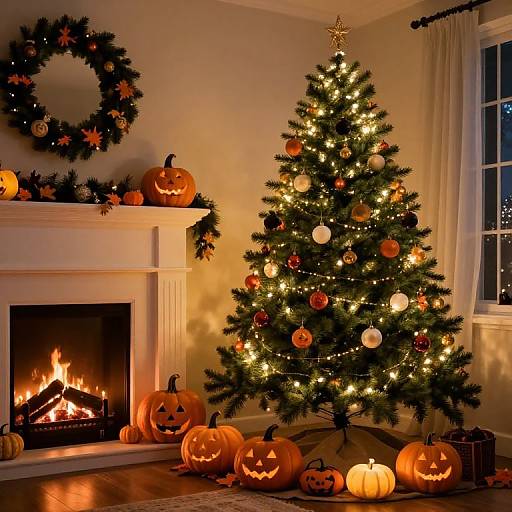 Whimsical Halloween-Christmas Fusion Scene