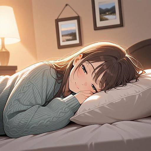 Cozy Morning Relaxation in Knit Cardigan