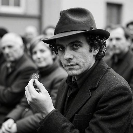 Intense Gaze: Curly-Haired Man Portrait