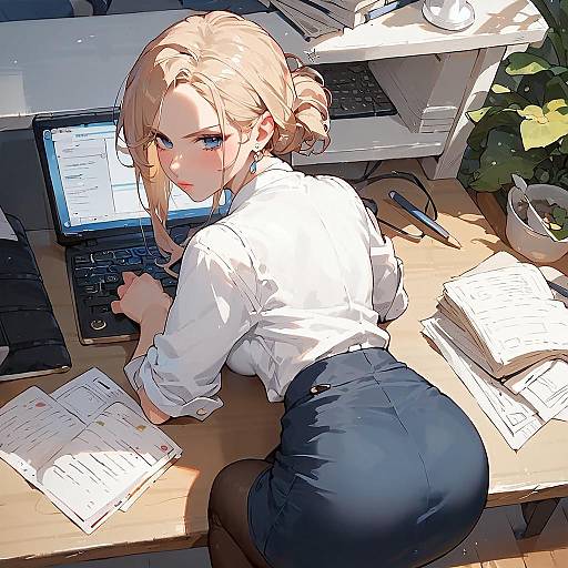 Annoyed Office Worker Looking Back
