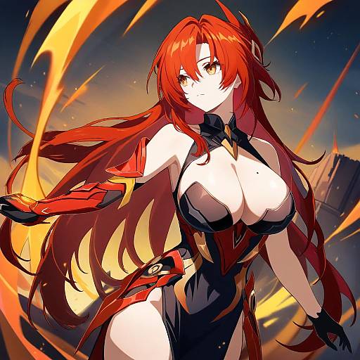 Illustration of Murata himeko (vermillion knight), honkai (series) in the style of Nanaroku (fortress76)