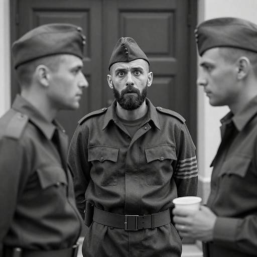 Three Soldiers in Military Uniforms