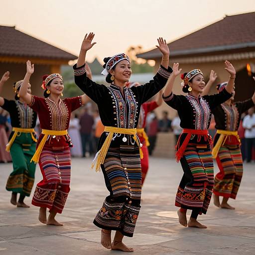Vibrant Traditional Dancers at Sunset