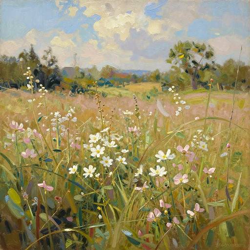 Peaceful Impressionist Summer Meadow