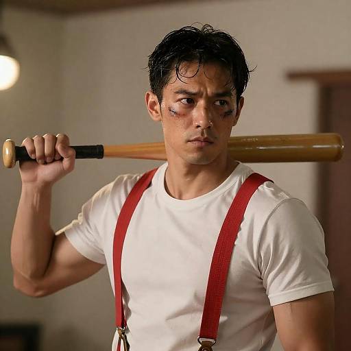 Intense Portrait of a Muscular Man