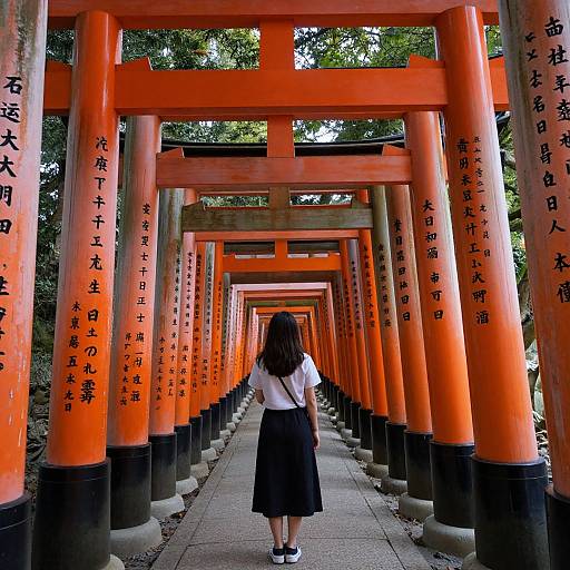 Serene Woman by Vermilion Torii Gates