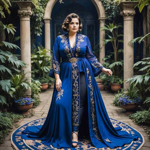 Curvy Woman in Cobalt Blue Opulent Robes