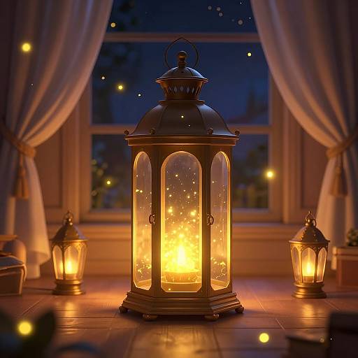 Glowing Fireflies in Ornate Lanterns