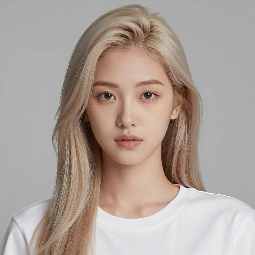 Portrait of young woman with platinum blonde hair