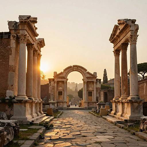 Roman Ancient City Ruins at Sunset