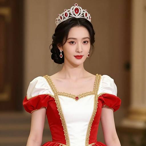 Regal Woman in Red and Gold