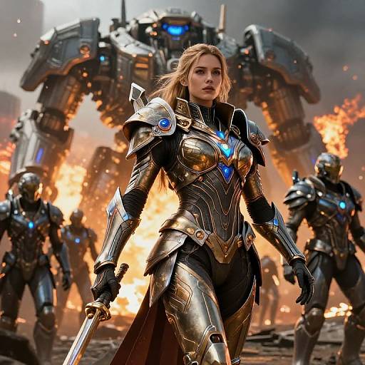 Epic Female Primarch Leading Sci-Fi Troops