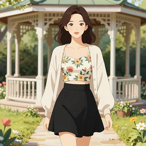 Woman in Floral Crop Top by Gazebo
