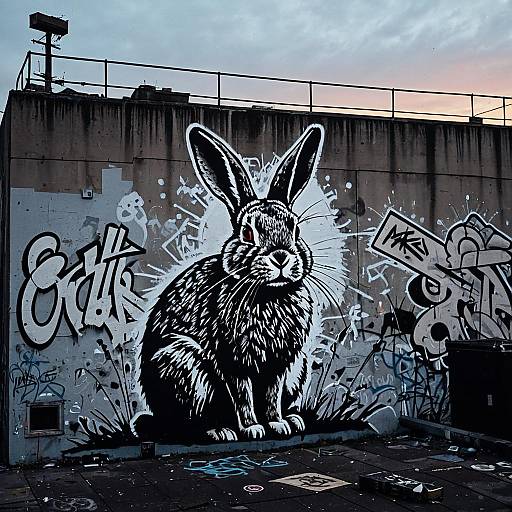 Urban Rabbit Graffiti Mural