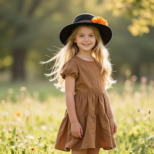 Joyful Blonde Girl in Sunny Meadow