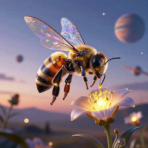 Hybrid Sigma Bee in Futuristic Garden