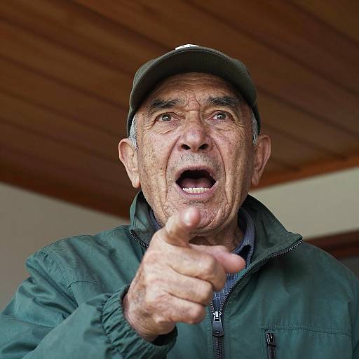 Elderly Man Yelling and Pointing