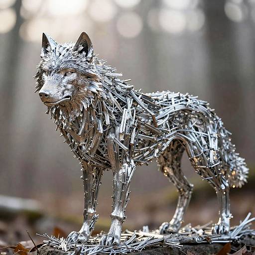 Silver Branch Wolf Sculpture Photography