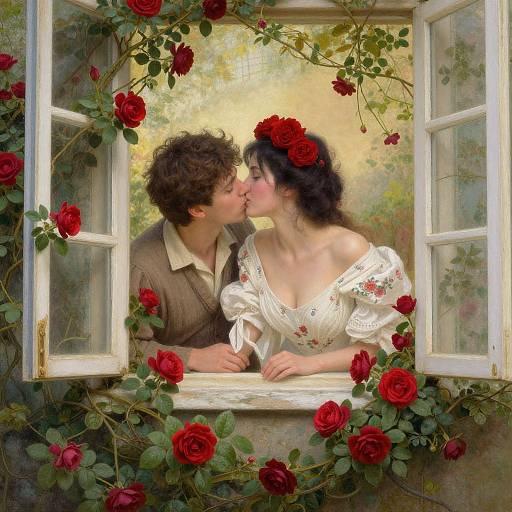 Romantic Garden Window Kiss