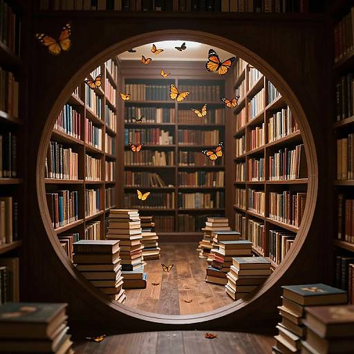 Magical Butterfly Portal in Library