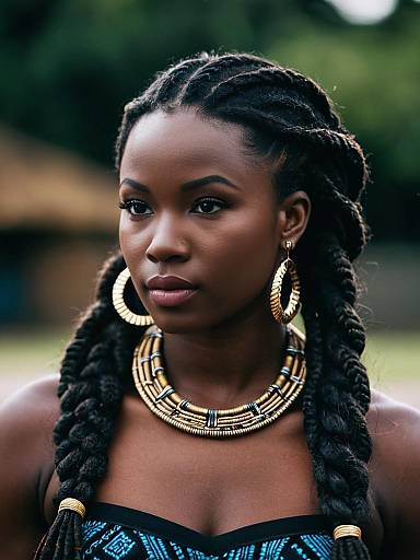 Realistic Dark-Skinned Woman in Kitenge