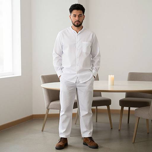 Man in Scrubs Standing Indoors