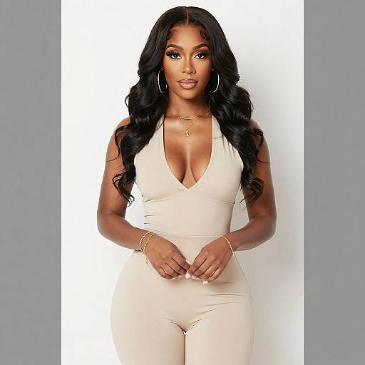 Confident Black Woman in Elegant Jumpsuit