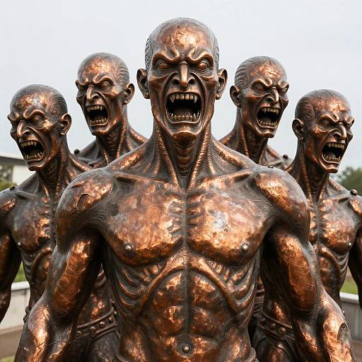 Grotesque Copper Humanoid Figure