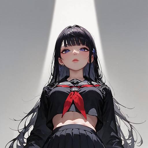 Dark Anime Girl in School Uniform
