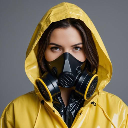 Woman in Yellow Hazmat Suit and Gas Mask
