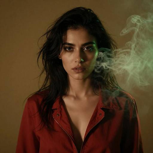 Mesmerizing Woman in Colorful Smoke