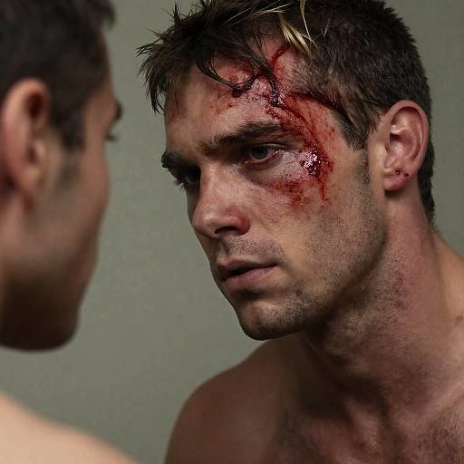 Intense Close-Up of Injured Man