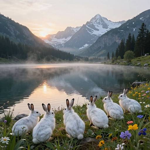 Harengon Adventurers at Mountain Lake
