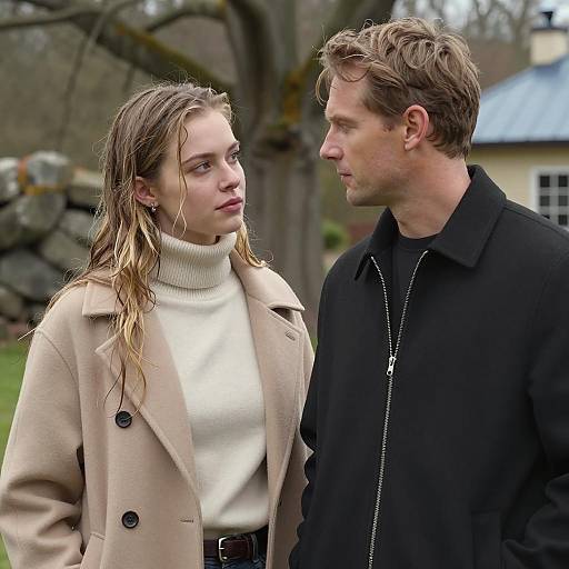 Man and Woman Outdoors in Autumn Clothing