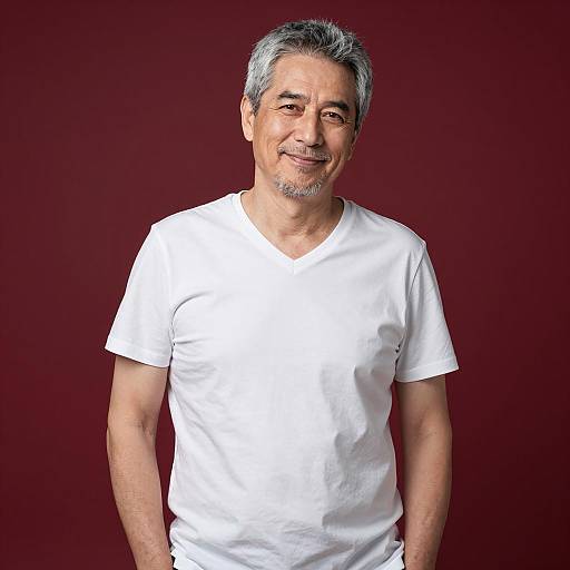 Middle-Aged Man in White T-Shirt Portrait