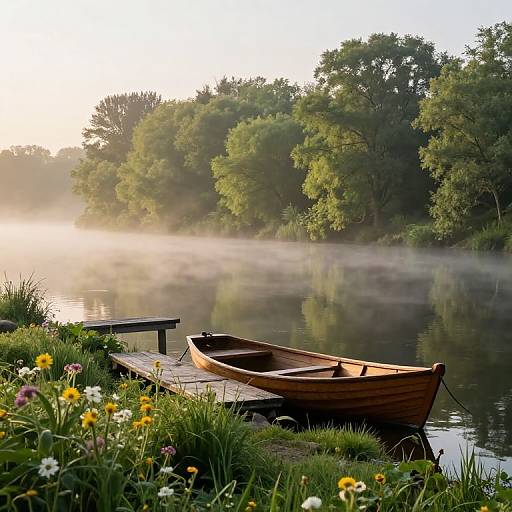 Serene Riverbank at Dawn