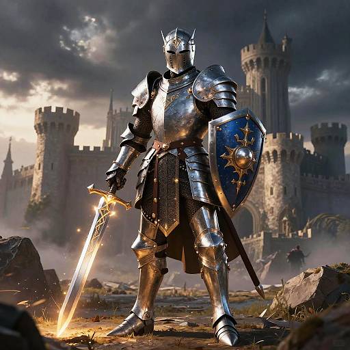 Noble Paladin at Dawn Battlefield