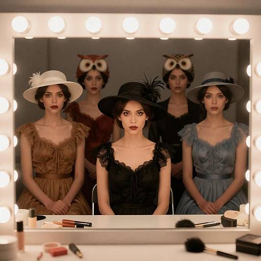 Elegant Women in Theatrical Dressing Room