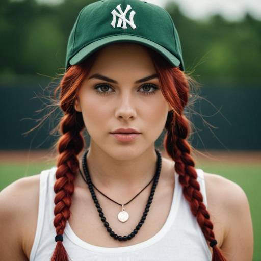Young Woman with Red Braided Hair in Baseball Cap