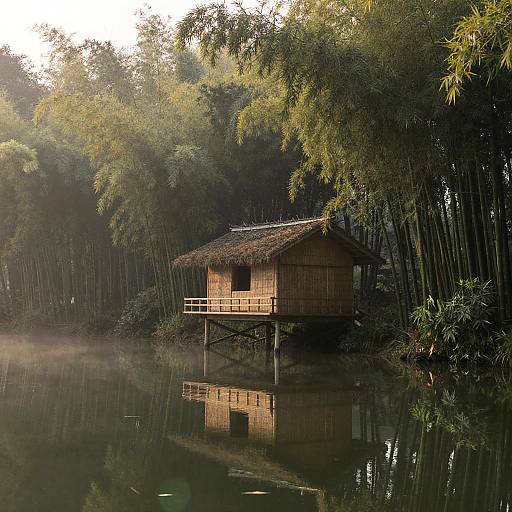 Secluded Bamboo Hut at Dawn