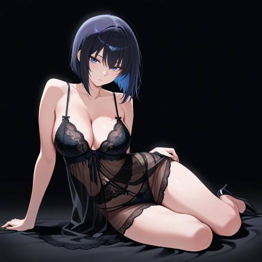 Elegant Lingerie Model with Raven Hair Elegant Lingerie Model with Raven Hair