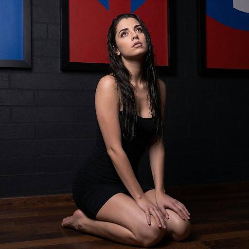 Dramatic Woman in Black Dress Portrait