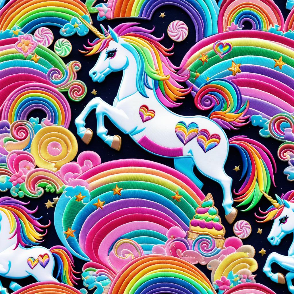 Whimsical Rainbow Unicorn Embroidery Patch Design