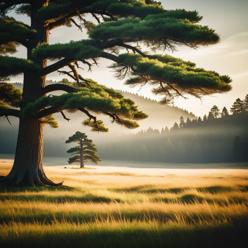 Dramatic Ancient Pine in Meadow