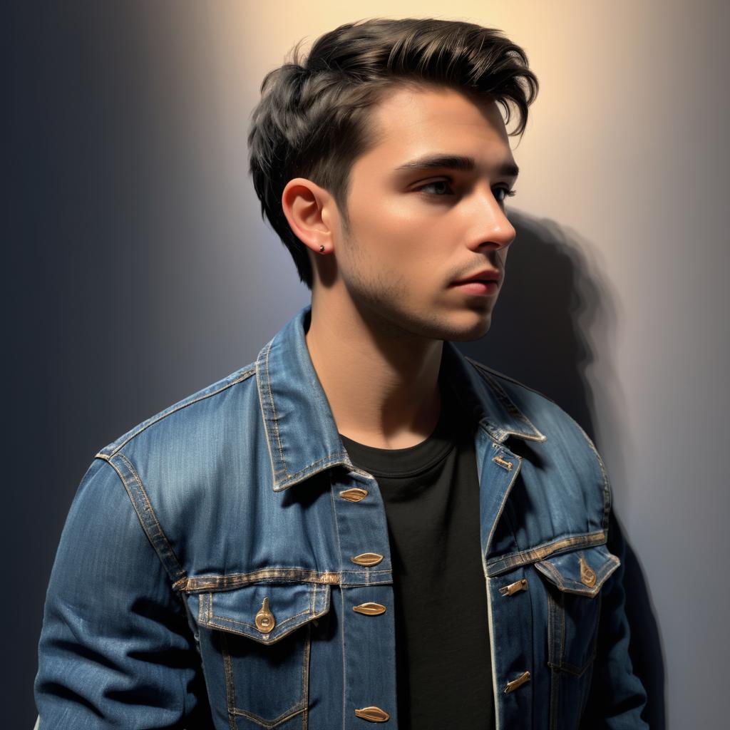 Realistic Youthful Man Portrait in Profile