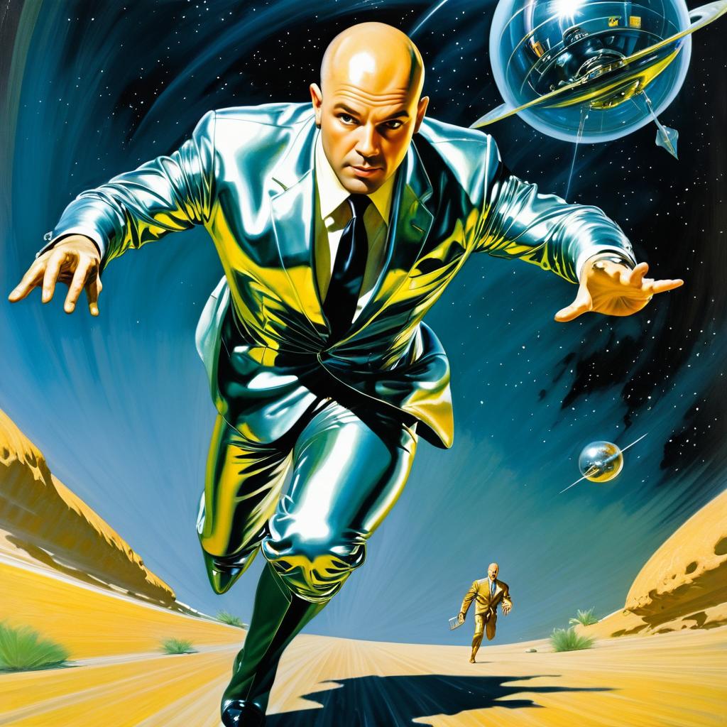 Retro Sci-Fi Escape: A Bald Man's Flight