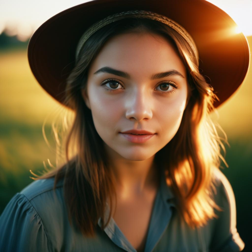 Cinematic Sunset Portrait of a Smiling Girl