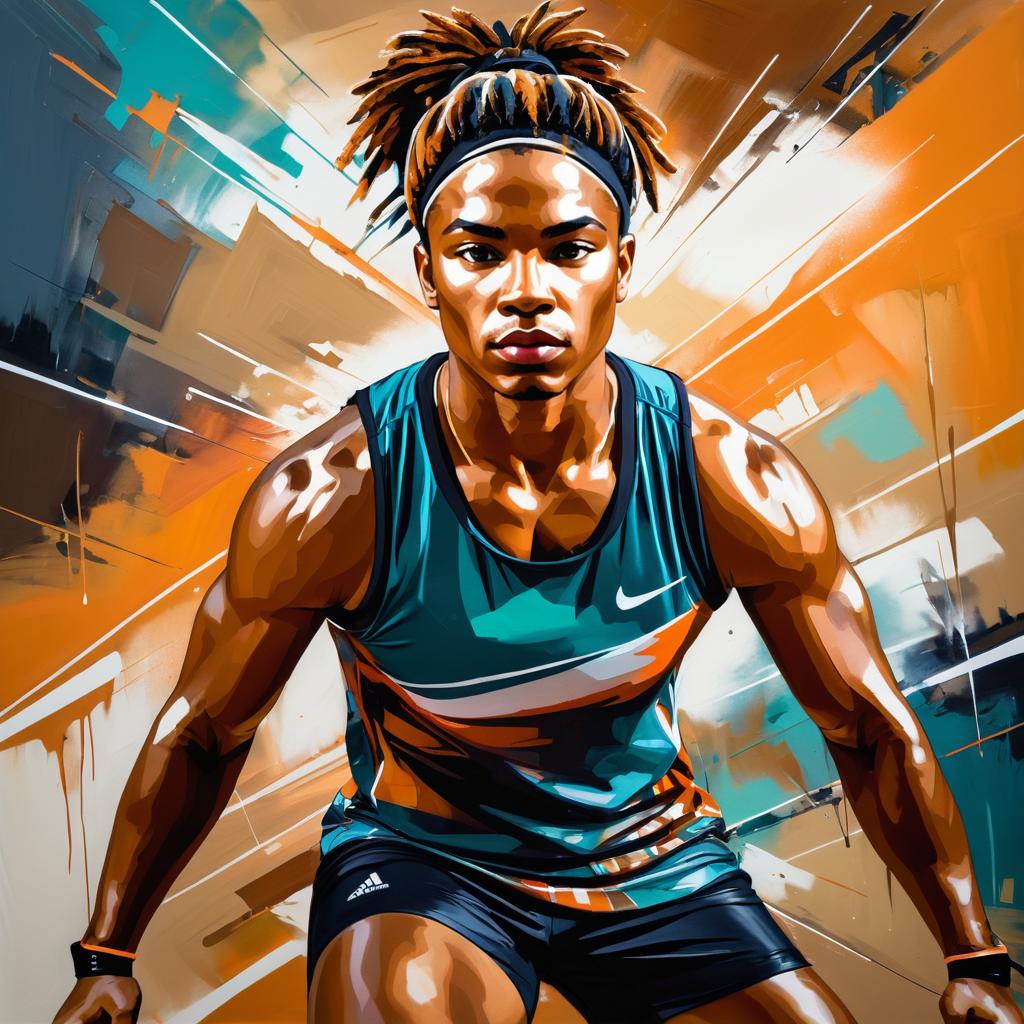 Dramatic Athlete Portrait in Painterly Style